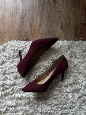 Old Navy Burgundy Pointed Toe Suede-Look Heels